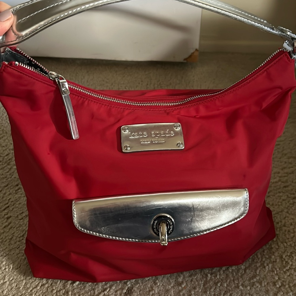 Red Kate Spade nylon handbag